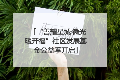 “善耀星城·微光暖开福”社区发展基金公益季开启