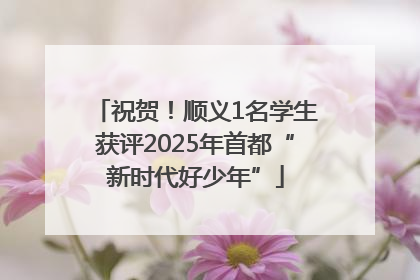 祝贺！顺义1名学生获评2025年首都“新时代好少年”