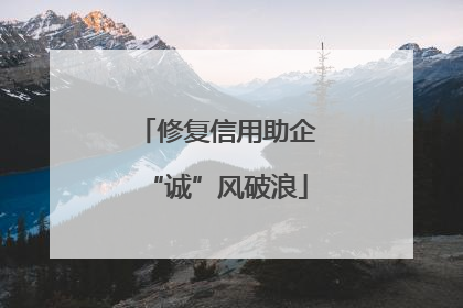 修复信用助企“诚”风破浪