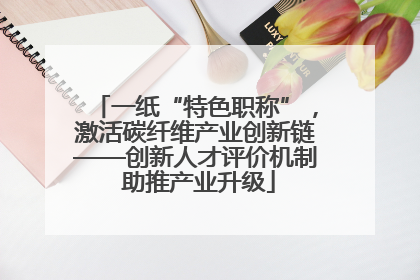 一纸“特色职称”，激活碳纤维产业创新链——创新人才评价机制 助推产业升级