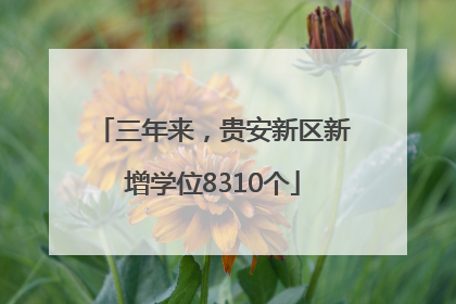 三年来，贵安新区新增学位8310个