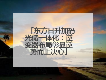 东方日升加码光储一体化：逆变器布局彰显逆势而上决心