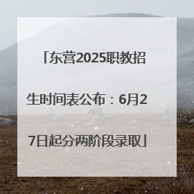 东营2025职教招生时间表公布：6月27日起分两阶段录取
