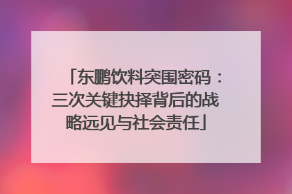 东鹏饮料突围密码：三次关键抉择背后的战略远见与社会责任