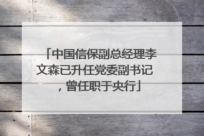 中国信保副总经理李文森已升任党委副书记，曾任职于央行