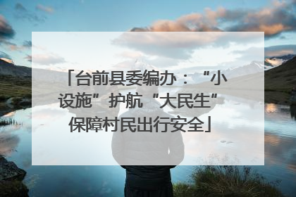 台前县委编办：“小设施”护航“大民生” 保障村民出行安全