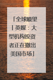 全球瞭望丨英媒：大型机构投资者正在撤出美国市场