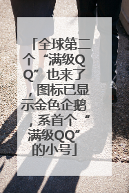全球第二个“满级QQ”也来了，图标已显示金色企鹅，系首个“满级QQ”的小号