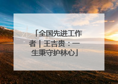 全国先进工作者｜王吉贵：一生秉守护林心