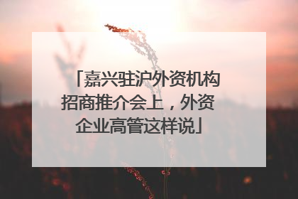 嘉兴驻沪外资机构招商推介会上，外资企业高管这样说