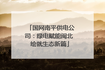 国网南平供电公司：绿电赋能闽北 绘就生态新篇