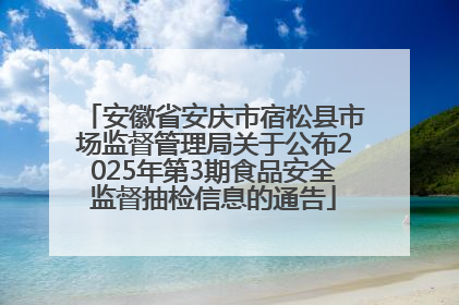 安徽省安庆市宿松县市场监督管理局关于公布2025年第3期食品安全监督抽检信息的通告