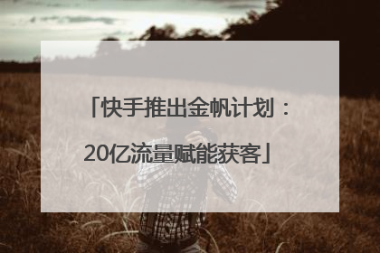 快手推出金帆计划：20亿流量赋能获客