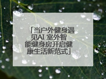 当户外健身遇见AI 室外智能健身房开启健康生活新范式