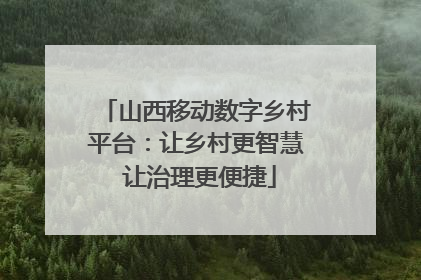 山西移动数字乡村平台：让乡村更智慧 让治理更便捷