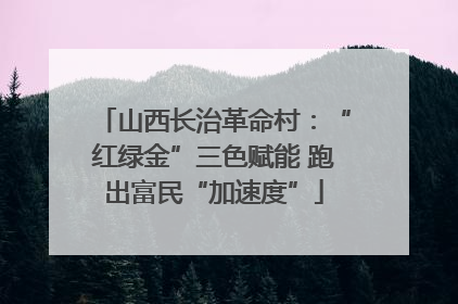 山西长治革命村：“红绿金”三色赋能 跑出富民“加速度”