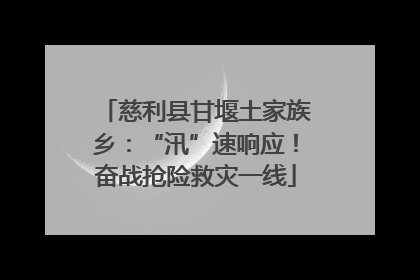慈利县甘堰土家族乡：“汛”速响应！奋战抢险救灾一线