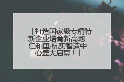 打造国家级专精特新企业培育新高地 仁和里·杭实智造中心盛大启幕！