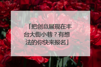把创意展现在丰台大街小巷？有想法的你快来报名
