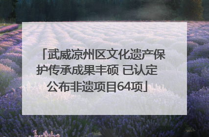 武威凉州区文化遗产保护传承成果丰硕 已认定公布非遗项目64项