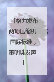 格力发布两项压缩机国际标准，董明珠发声
