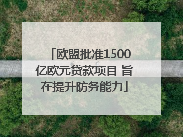 欧盟批准1500亿欧元贷款项目 旨在提升防务能力
