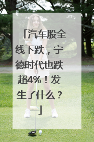 汽车股全线下跌，宁德时代也跌超4%！发生了什么？