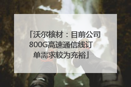 沃尔核材：目前公司800G高速通信线订单需求较为充裕