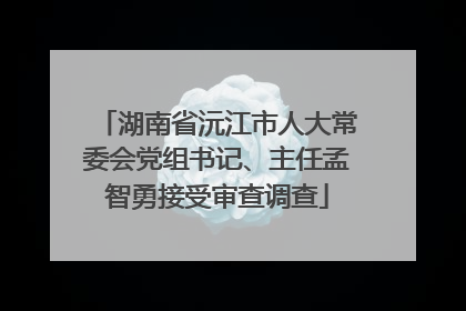 湖南省沅江市人大常委会党组书记、主任孟智勇接受审查调查