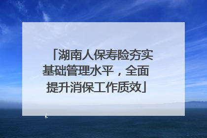 湖南人保寿险夯实基础管理水平，全面提升消保工作质效