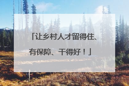 让乡村人才留得住、有保障、干得好！