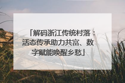 解码浙江传统村落：活态传承助力共富、数字赋能唤醒乡愁
