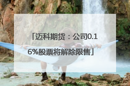 迈科期货：公司0.16%股票将解除限售