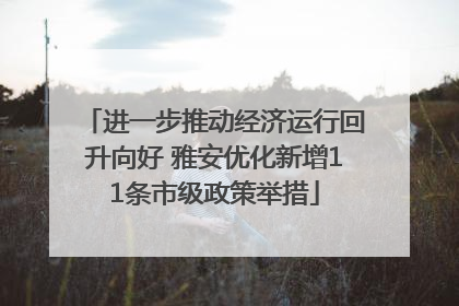 进一步推动经济运行回升向好 雅安优化新增11条市级政策举措