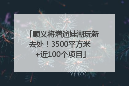 顺义将增遛娃潮玩新去处！3500平方米+近100个项目