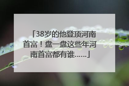 38岁的他登顶河南首富！盘一盘这些年河南首富都有谁……