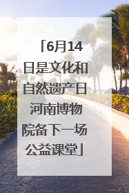 6月14日是文化和自然遗产日 河南博物院备下一场公益课堂
